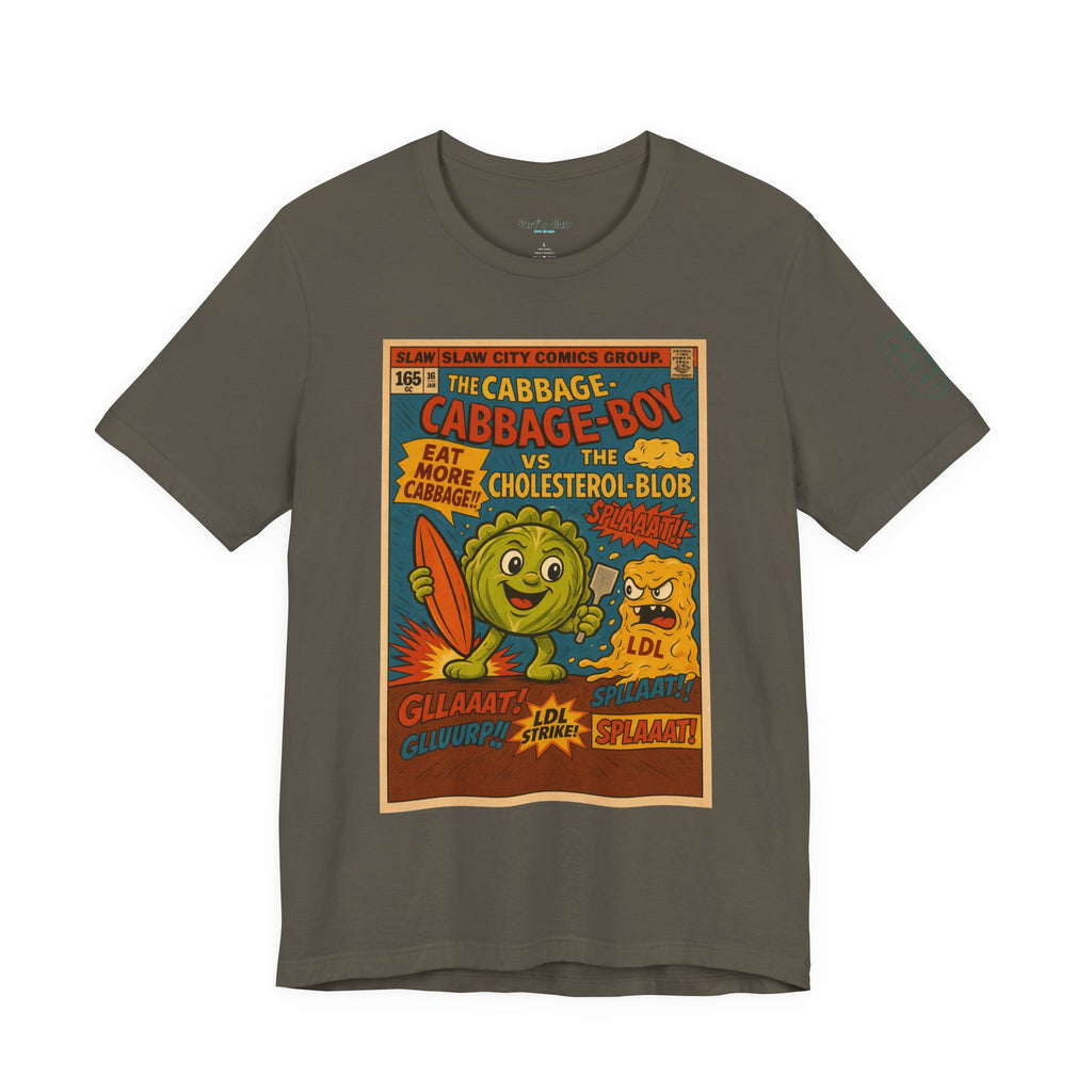 Cabbage Boy Retro Comic T‑Shirt — Vintage Veggie Cartoon Tee