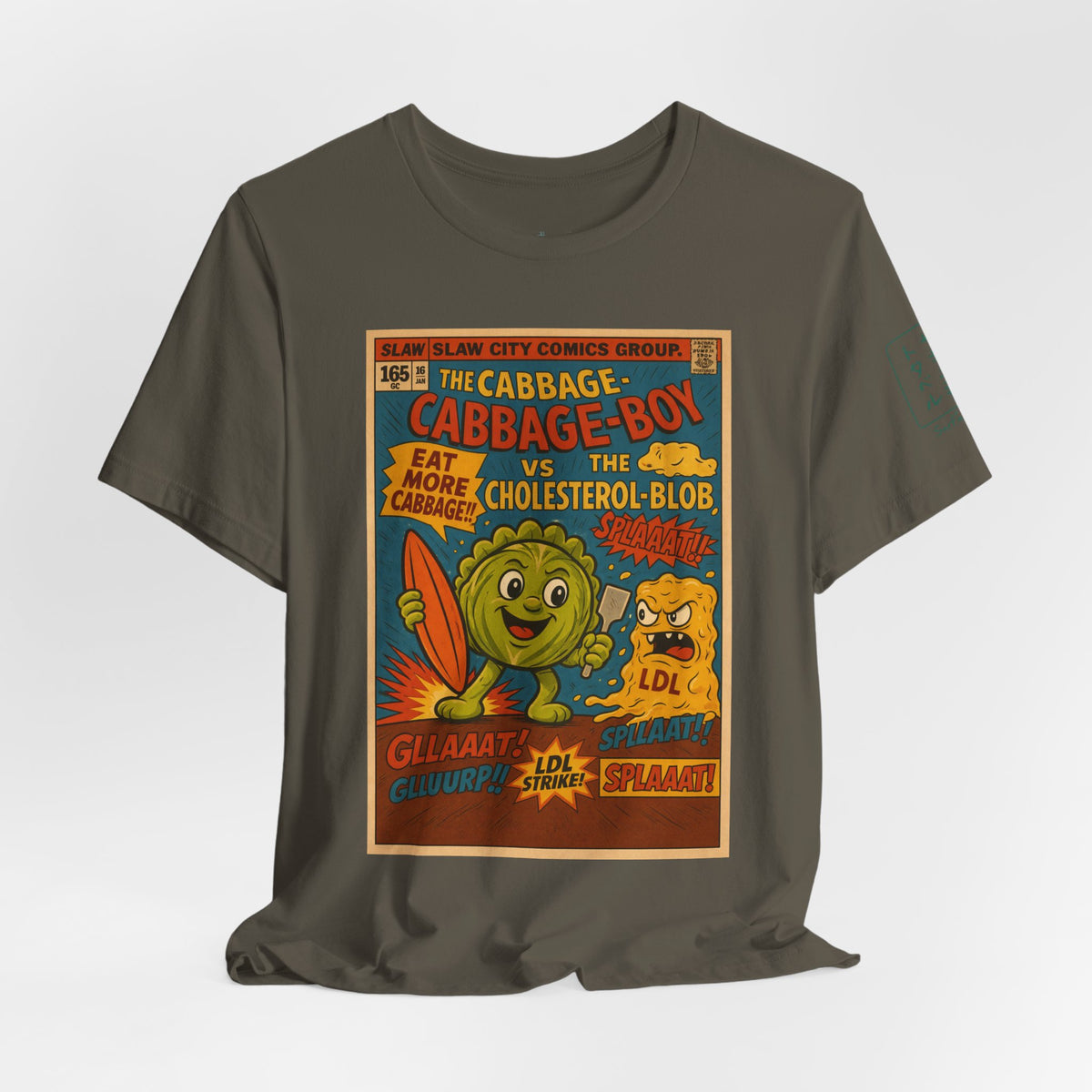 Cabbage Boy Retro Comic T‑Shirt — Vintage Veggie Cartoon Tee