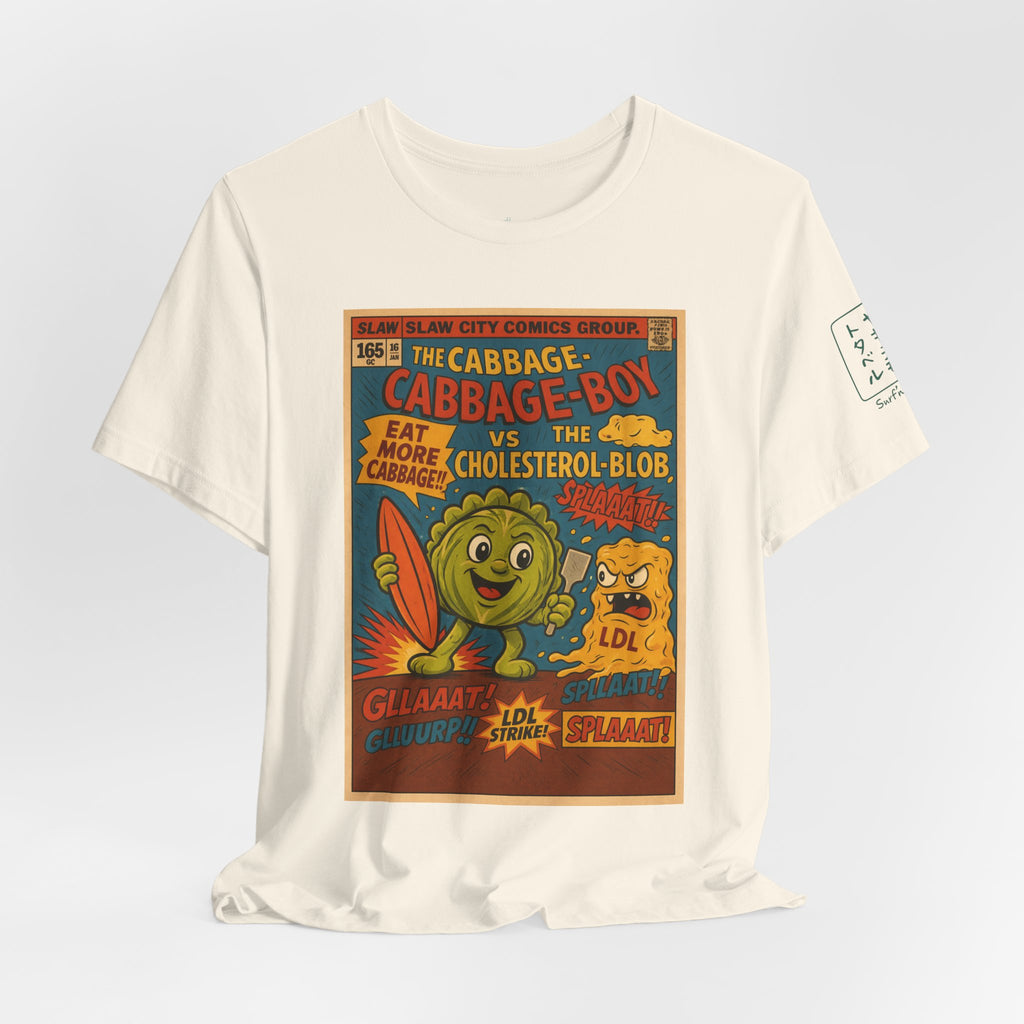 Cabbage Boy Retro Comic T‑Shirt — Vintage Veggie Cartoon Tee