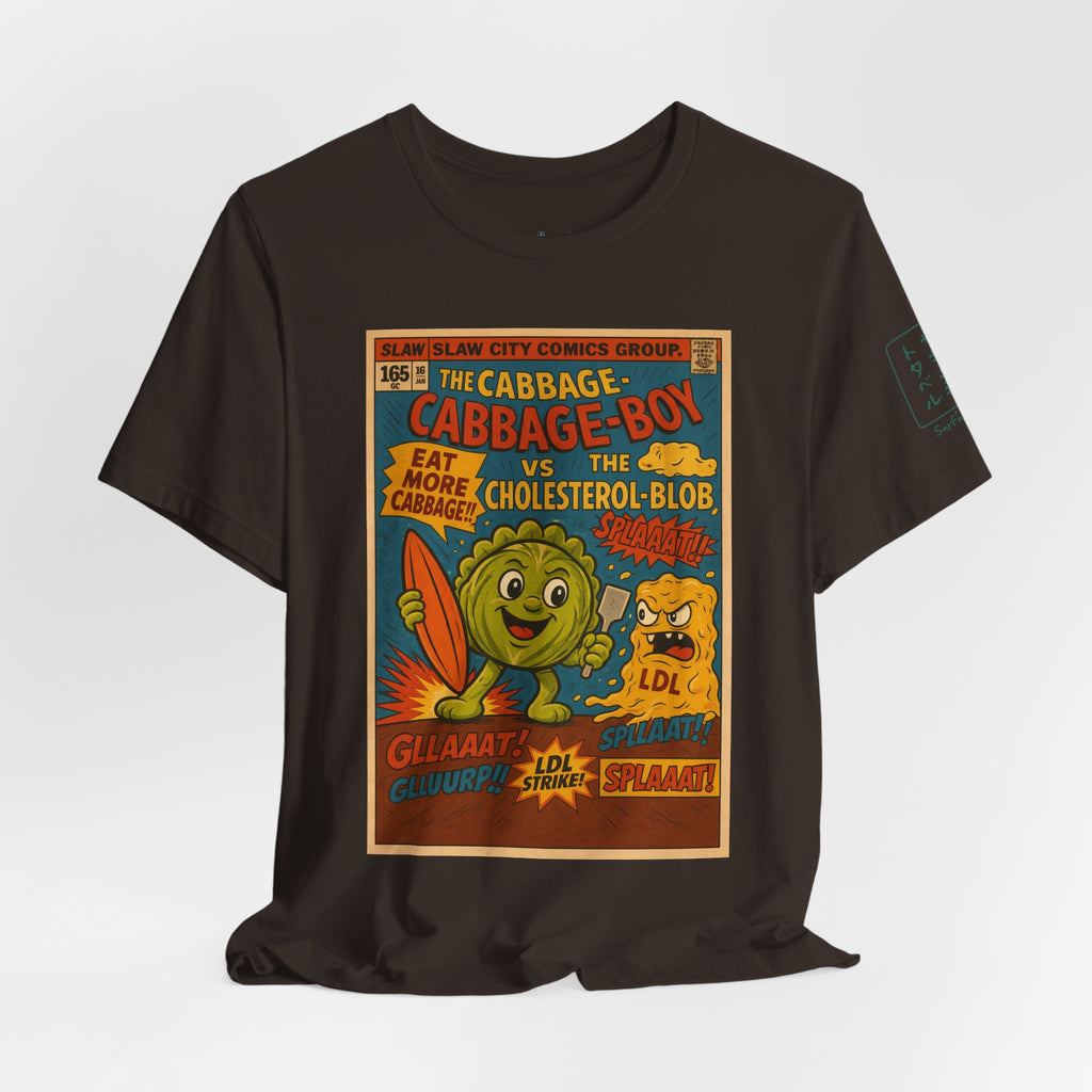 Cabbage Boy Retro Comic T‑Shirt — Vintage Veggie Cartoon Tee