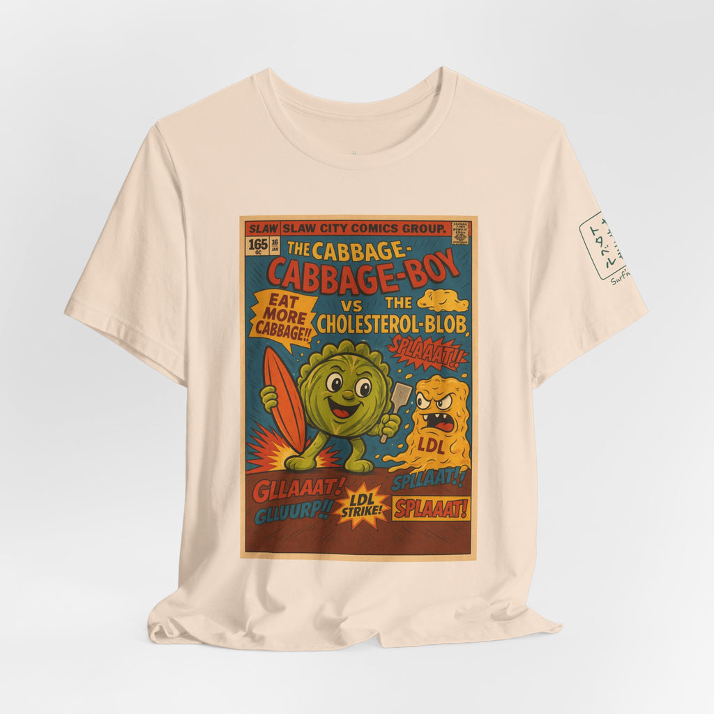 Cabbage Boy Retro Comic T‑Shirt — Vintage Veggie Cartoon Tee