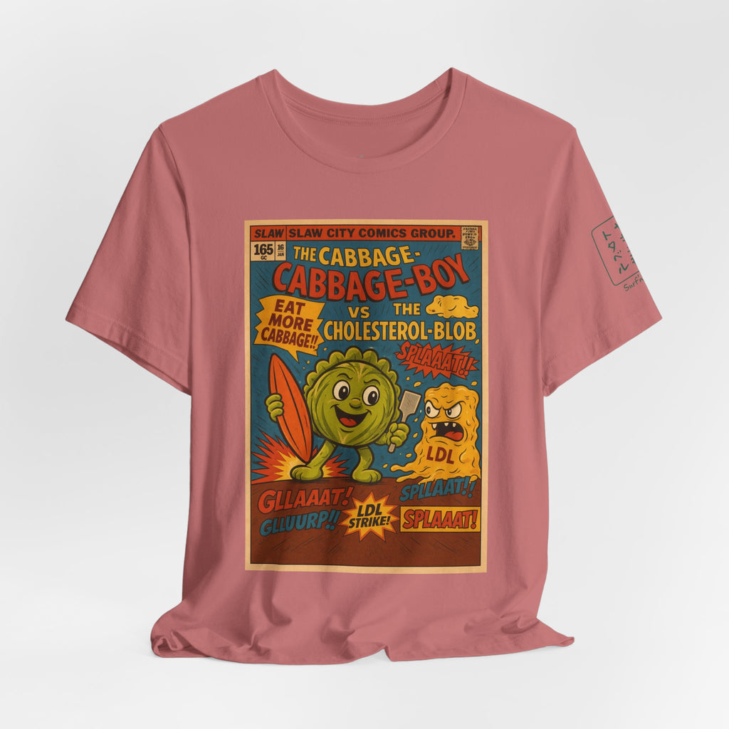 Cabbage Boy Retro Comic T‑Shirt — Vintage Veggie Cartoon Tee