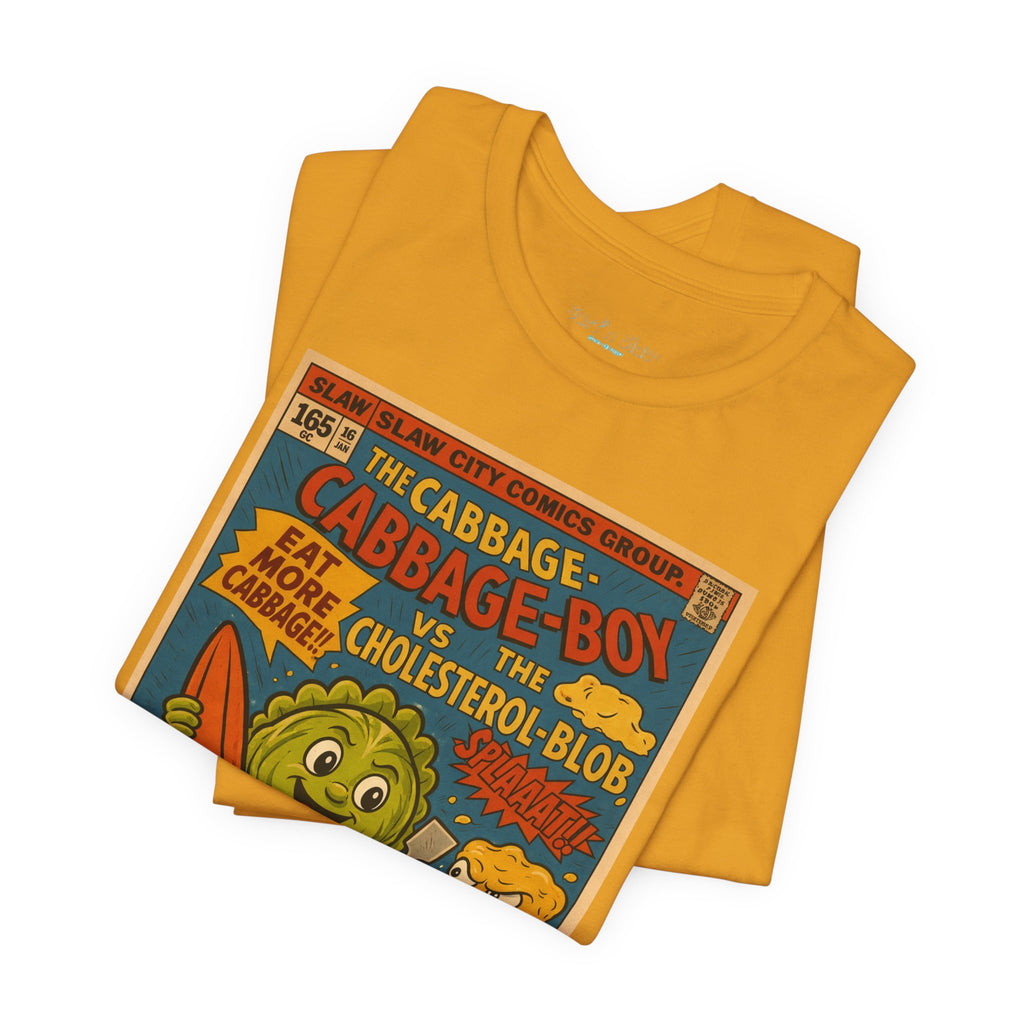 Cabbage Boy Retro Comic T‑Shirt — Vintage Veggie Cartoon Tee