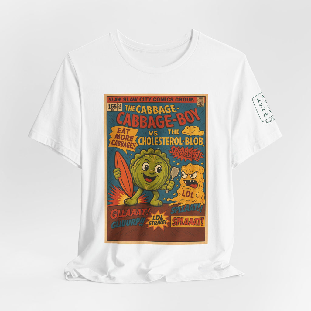 Cabbage Boy Retro Comic T‑Shirt — Vintage Veggie Cartoon Tee
